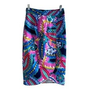 J. Crew Tie-Back 100% Cotton Tulip Midi Skirt  Ratti Kaleidoscope Floral Size 2